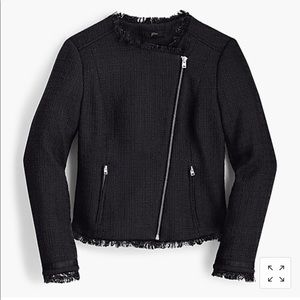 J crew tweed motorcycle jacket with fringe 2